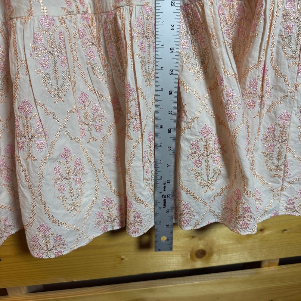 A Loves A Tiered Embroidered Mini Dress Womens Medium Pink Cottagecore Feminine - Picture 5 of 9